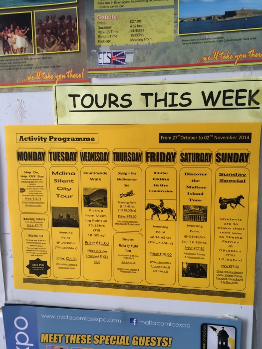 学校の掲示板に貼られているアクティビティ