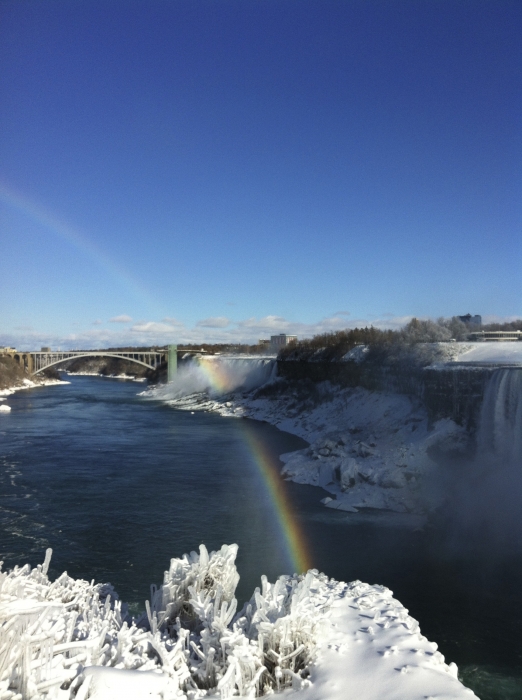 晴れた日に見えるナイアガラの滝の虹