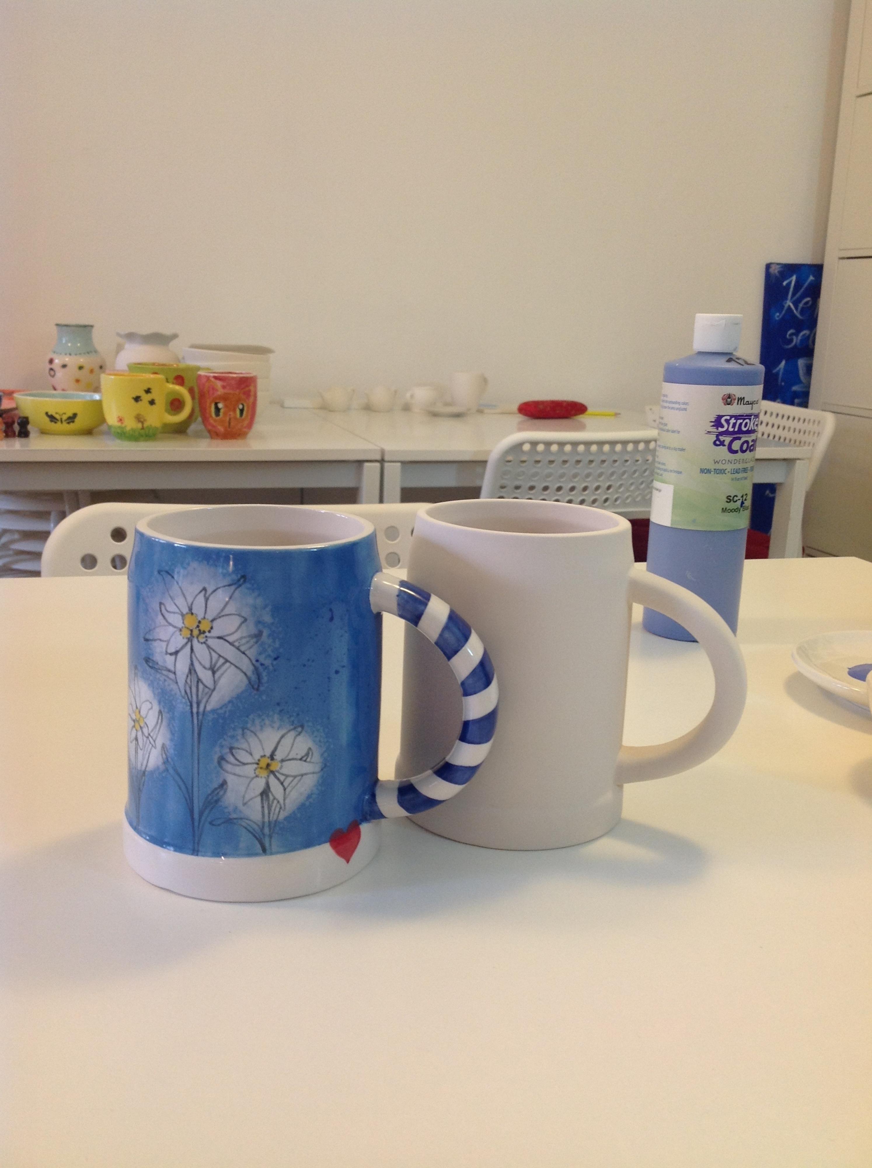 ビールジョッキに絵付け